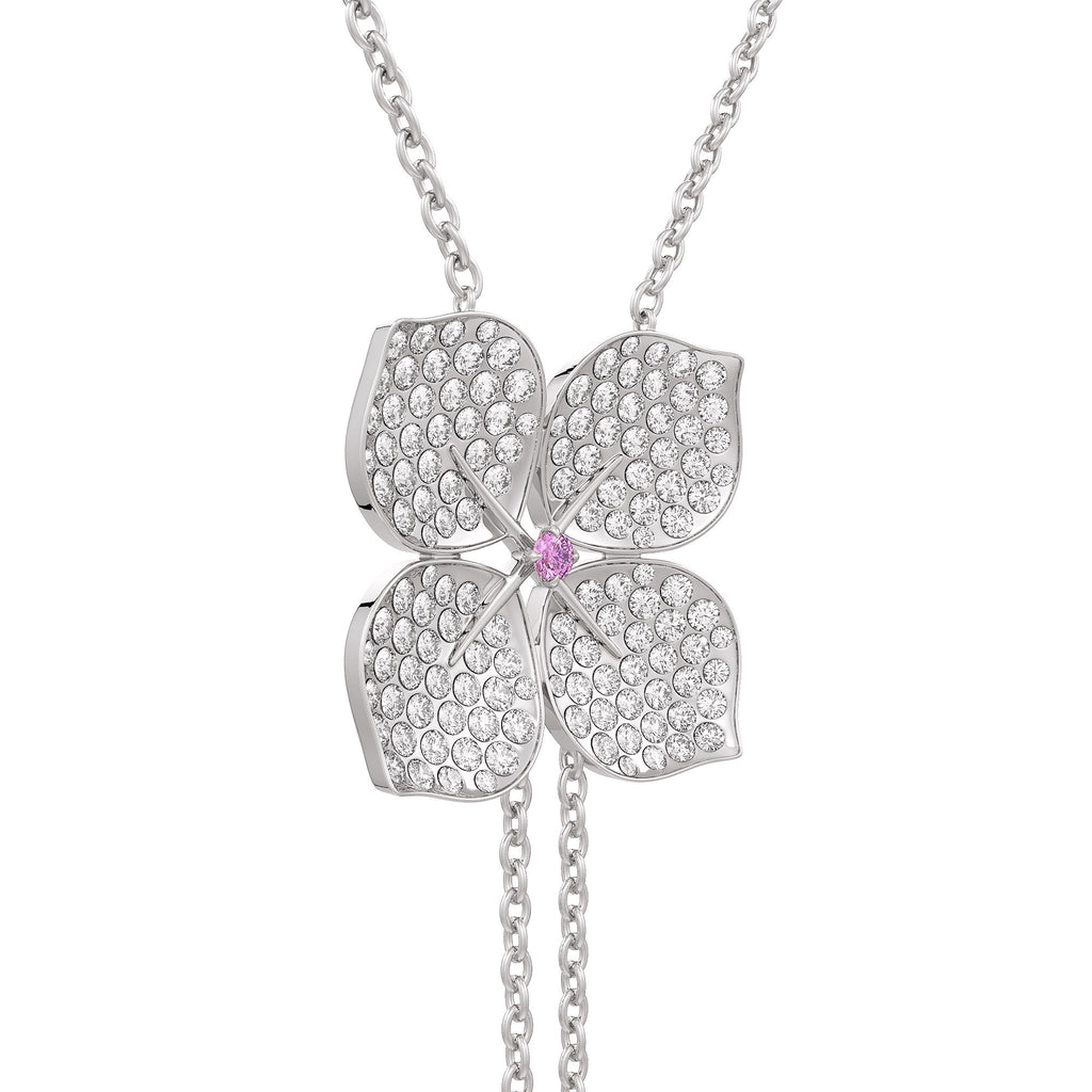 Diamond Necklace Hydrangea Flower 1.80ct 18ct White Gold