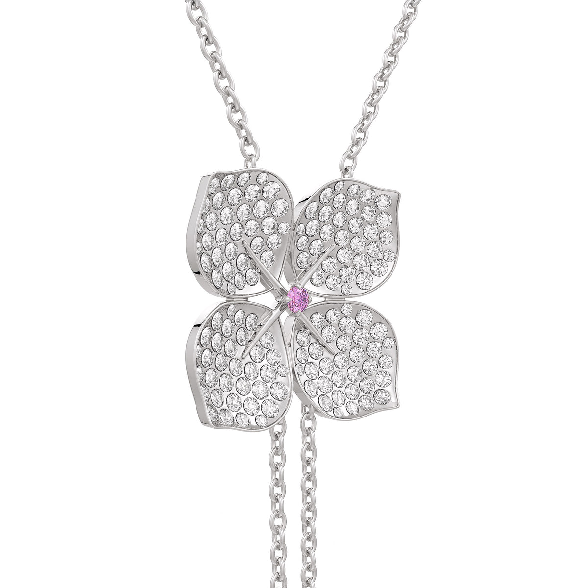 Diamond Necklace Hydrangea Flower 1.80ct 18ct White Gold