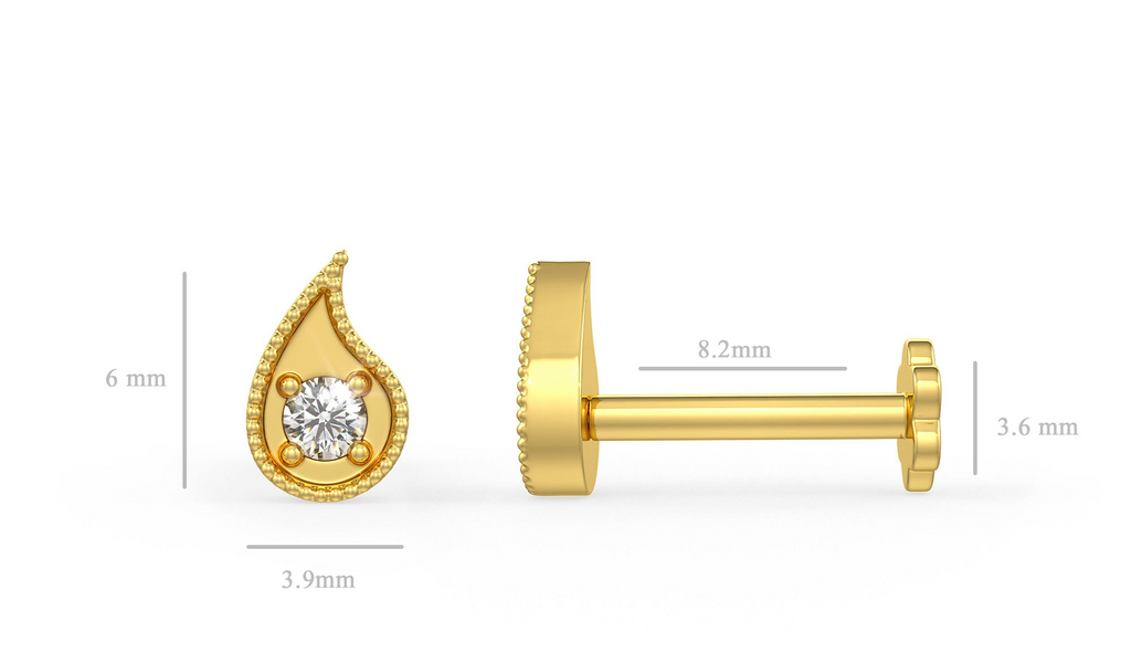 Paisley design solitaire nose stud