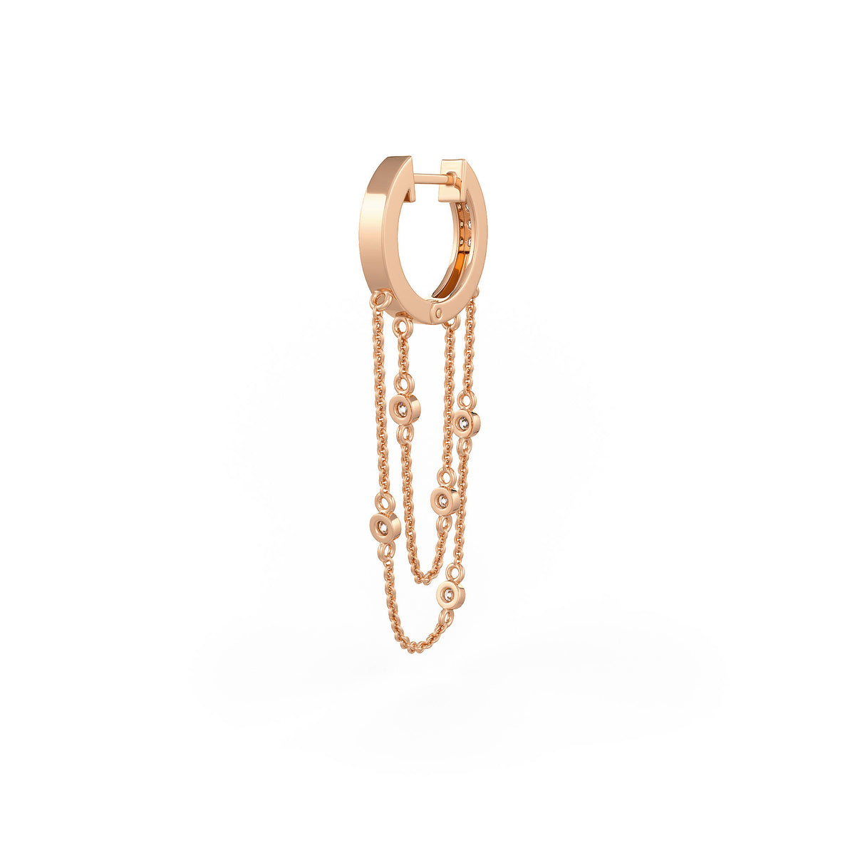 Elegant 18ct rose gold chain hoop earrings
