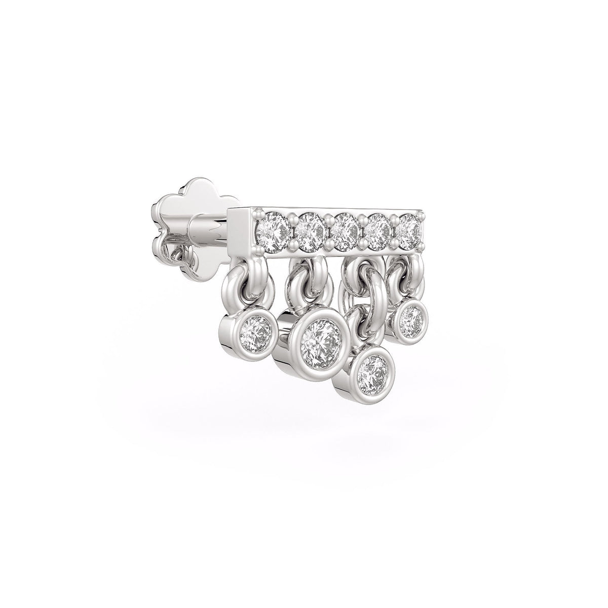 Waterfall diamond cartilage earring in 18ct white gold