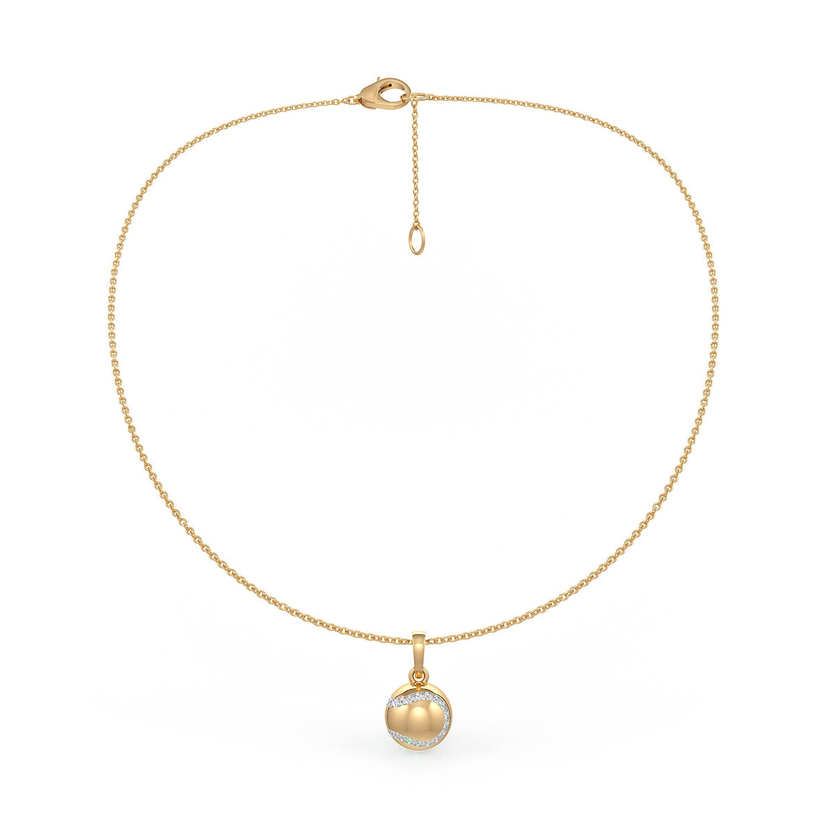 Diamond Tennis Ball Pendant in Yellow Gold 0.25ct (without chain)