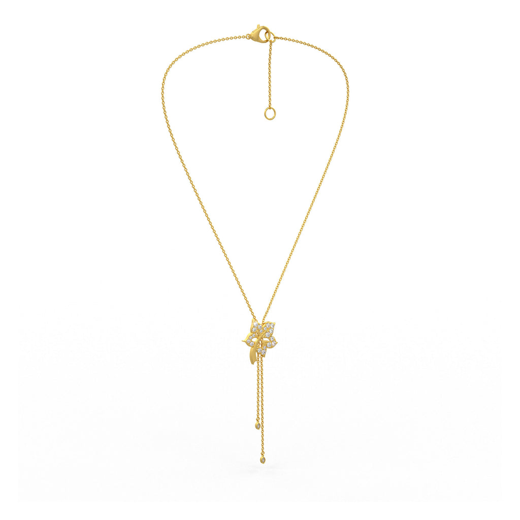 Time Capsule Flower Lariat Diamond Necklace in 18K Yellow Gold