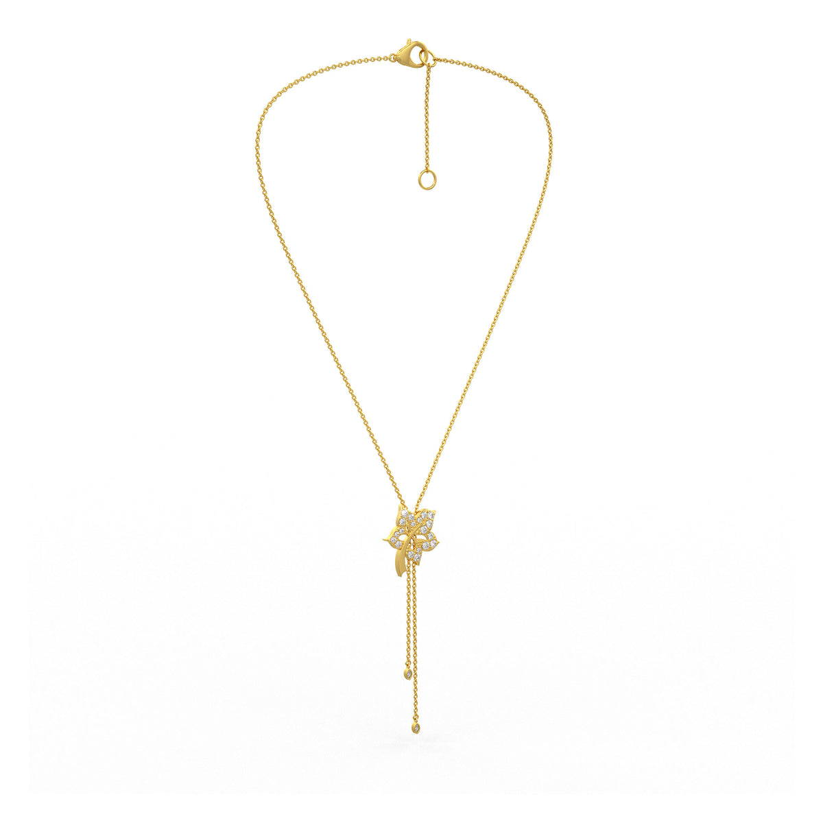 Time Capsule Flower Lariat Diamond Necklace in 18K Yellow Gold