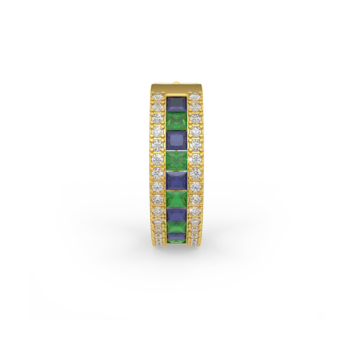 Elegant emerald sapphire hoop in 18ct yellow gold