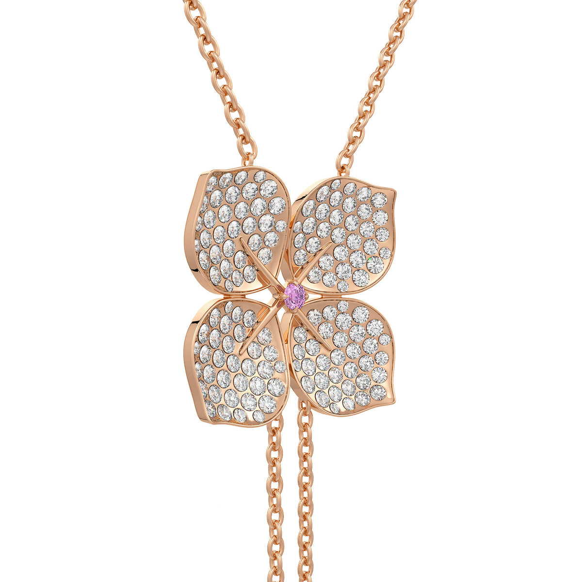 Diamond Necklace Hydrangea Flower 1.80ct 18ct Rose Gold
