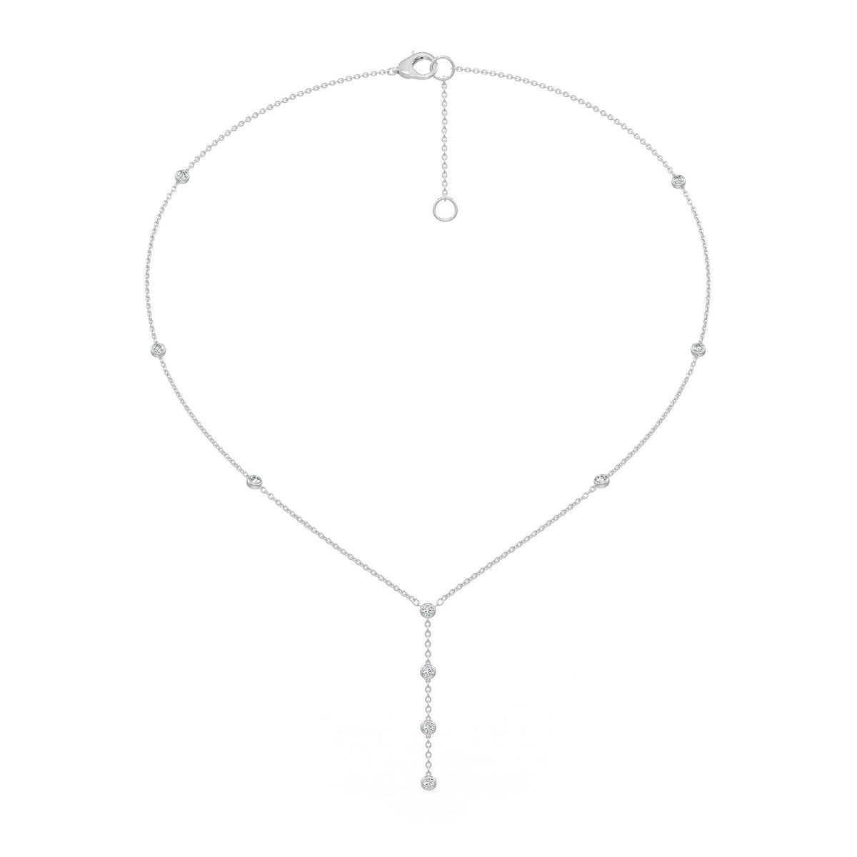 Frozen Splendor: Diamond Drop Lariat Necklace
