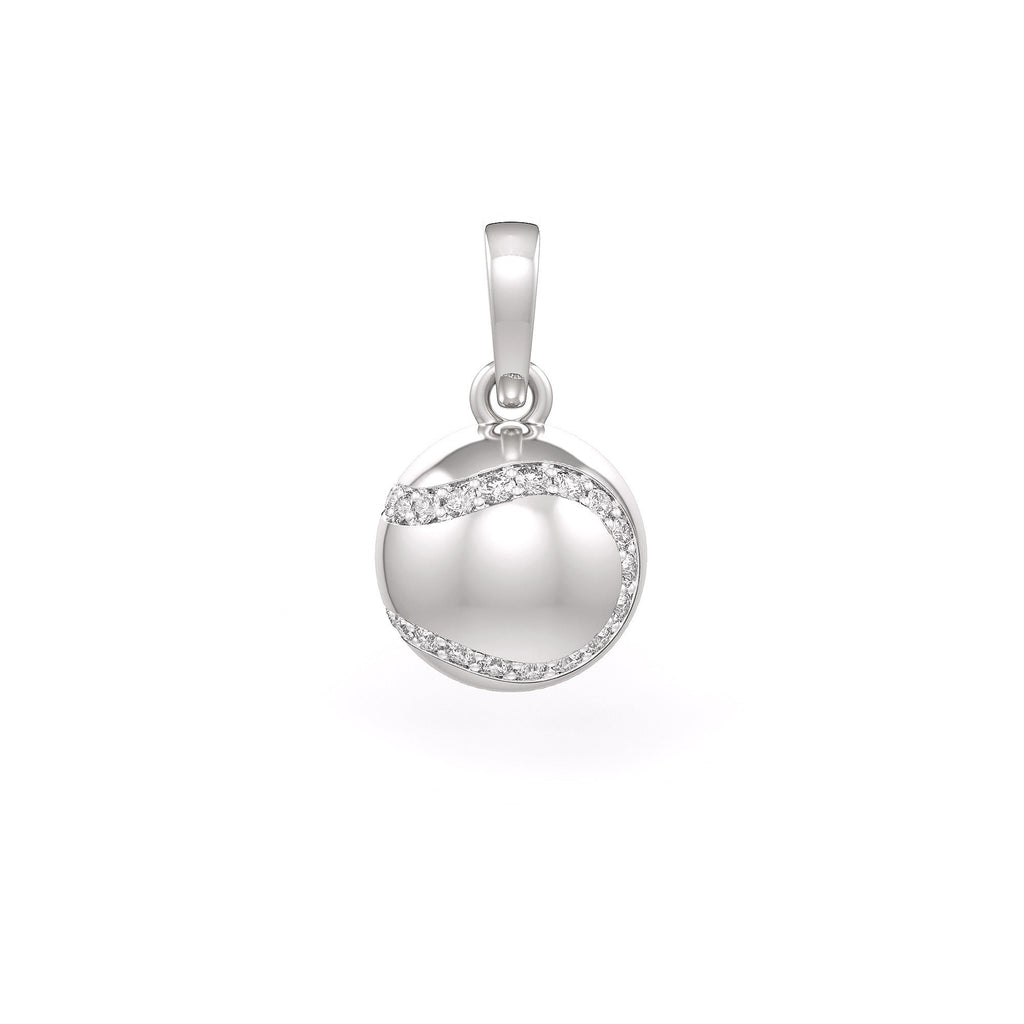 Diamond Tennis Ball Pendant in White Gold 0.25ct (without chain)