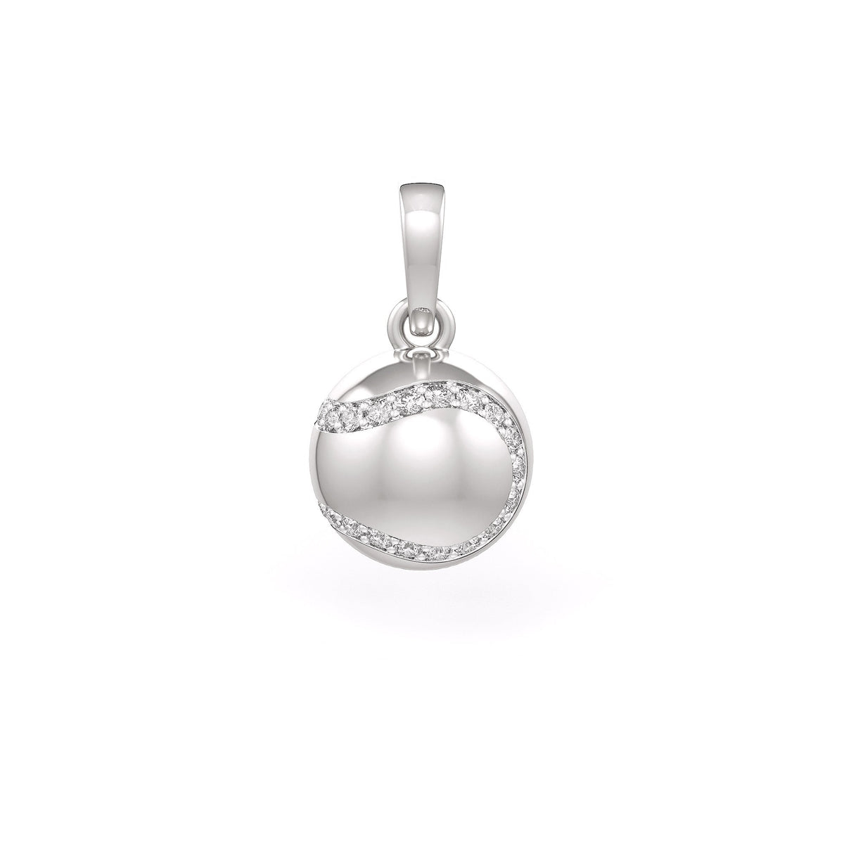 Diamond Tennis Ball Pendant in White Gold 0.25ct (without chain)