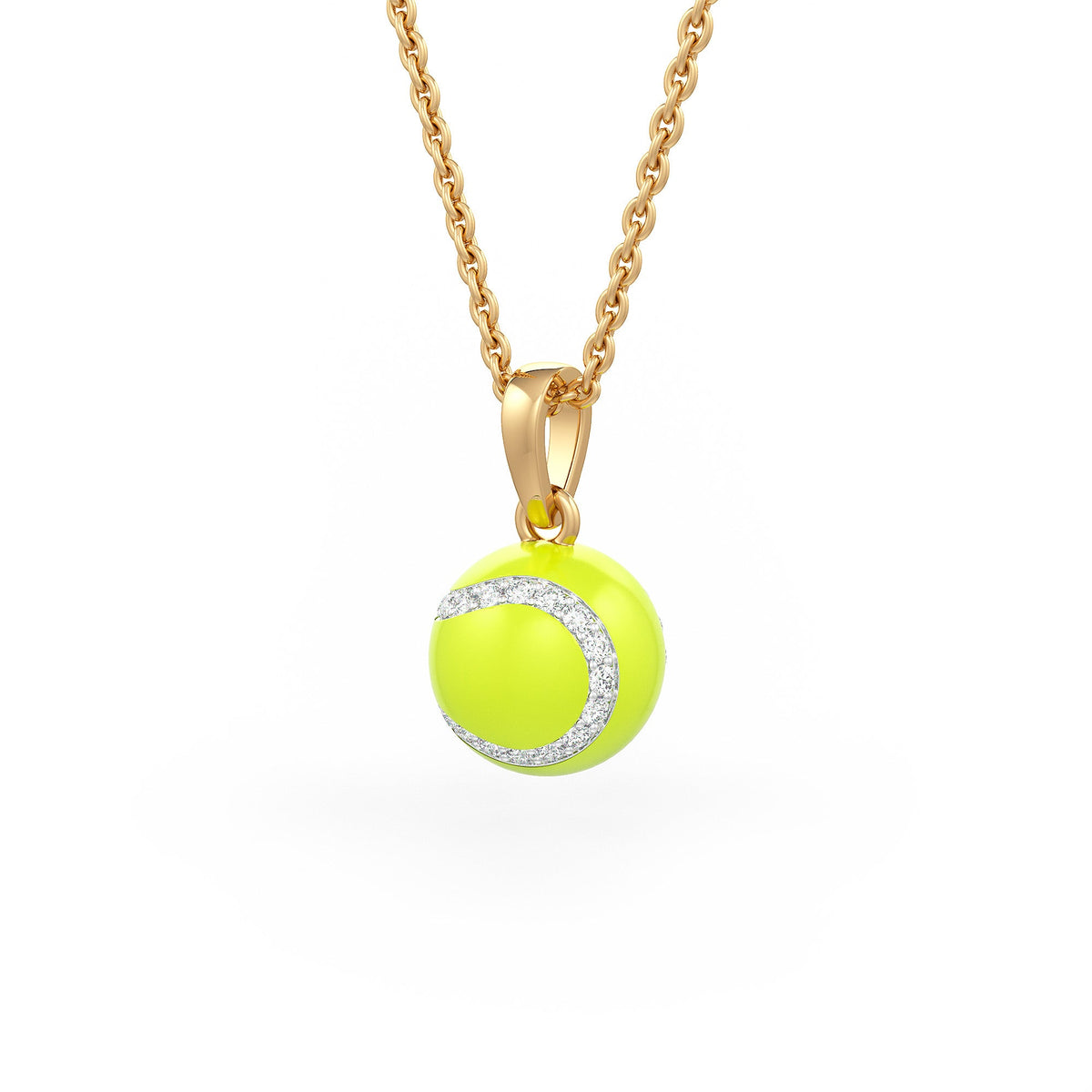 Diamond Tennis Ball Pendant in Yellow Gold 0.25ct (without chain) with Enamel