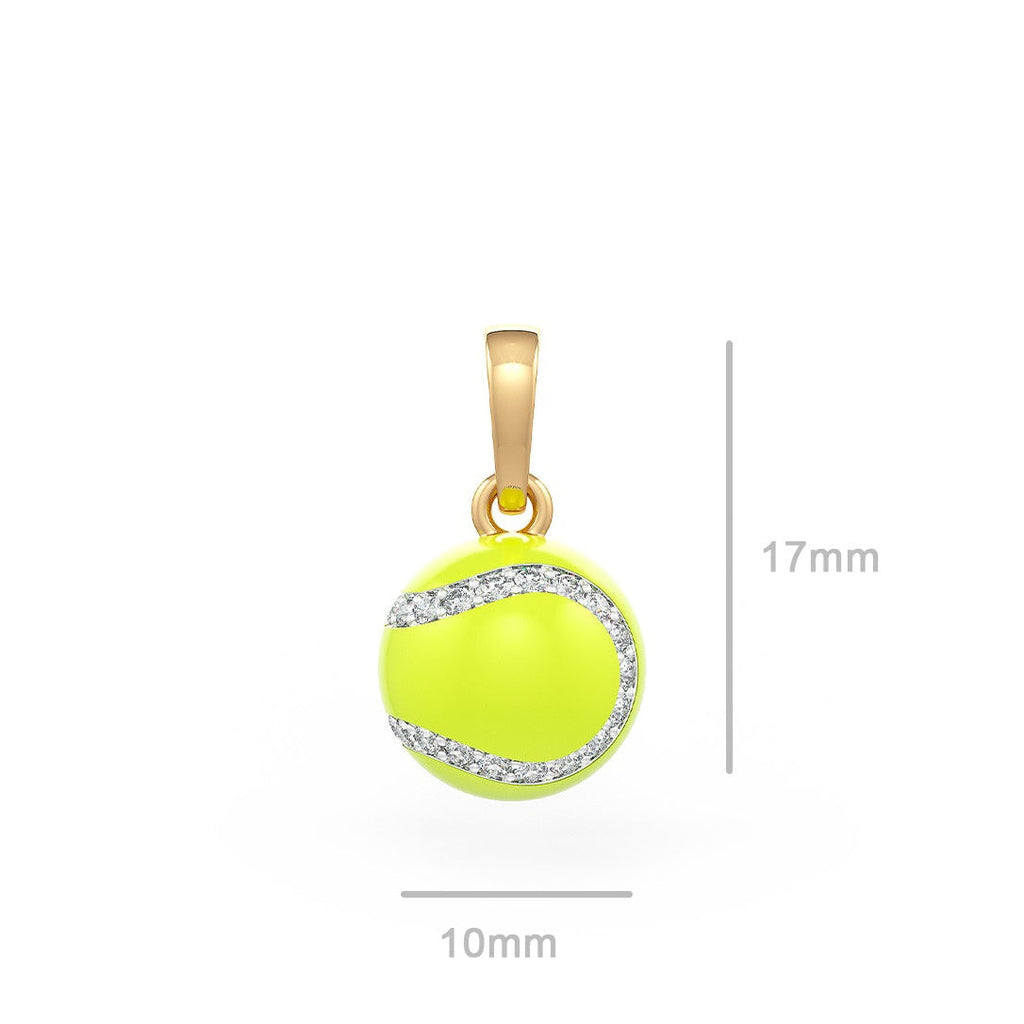 Diamond Tennis Ball Pendant in White Gold 0.25ct (without chain) with Enamel