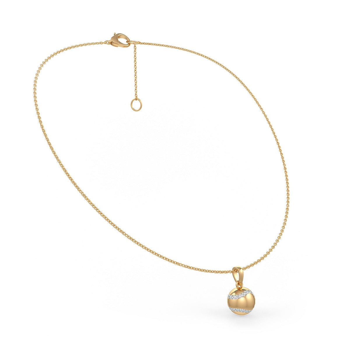 Diamond Tennis Ball Pendant in Yellow Gold 0.25ct (without chain)