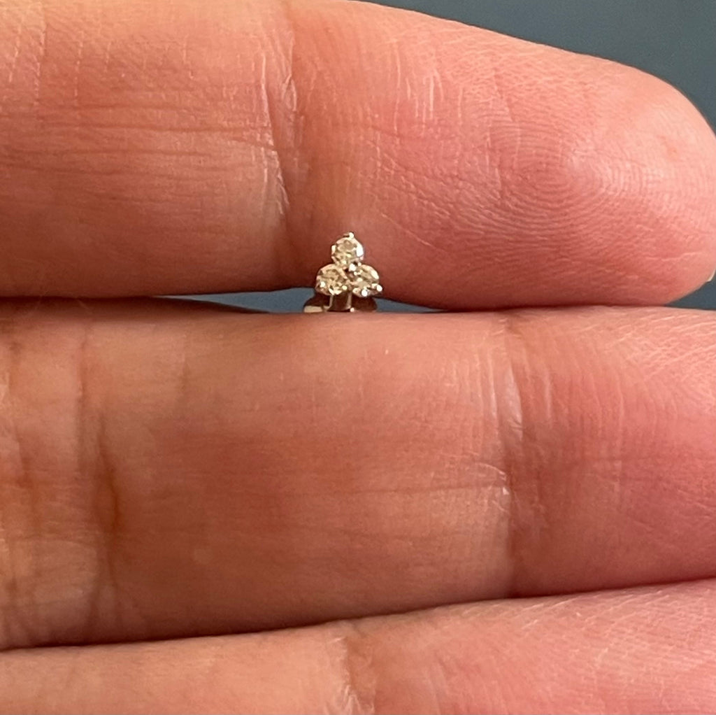 Trilogy Three Diamond Nose Stud | 18K White Gold