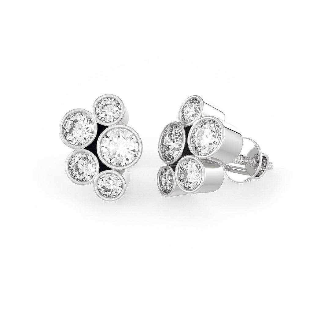1ct Bubble Diamond Earrings White Gold