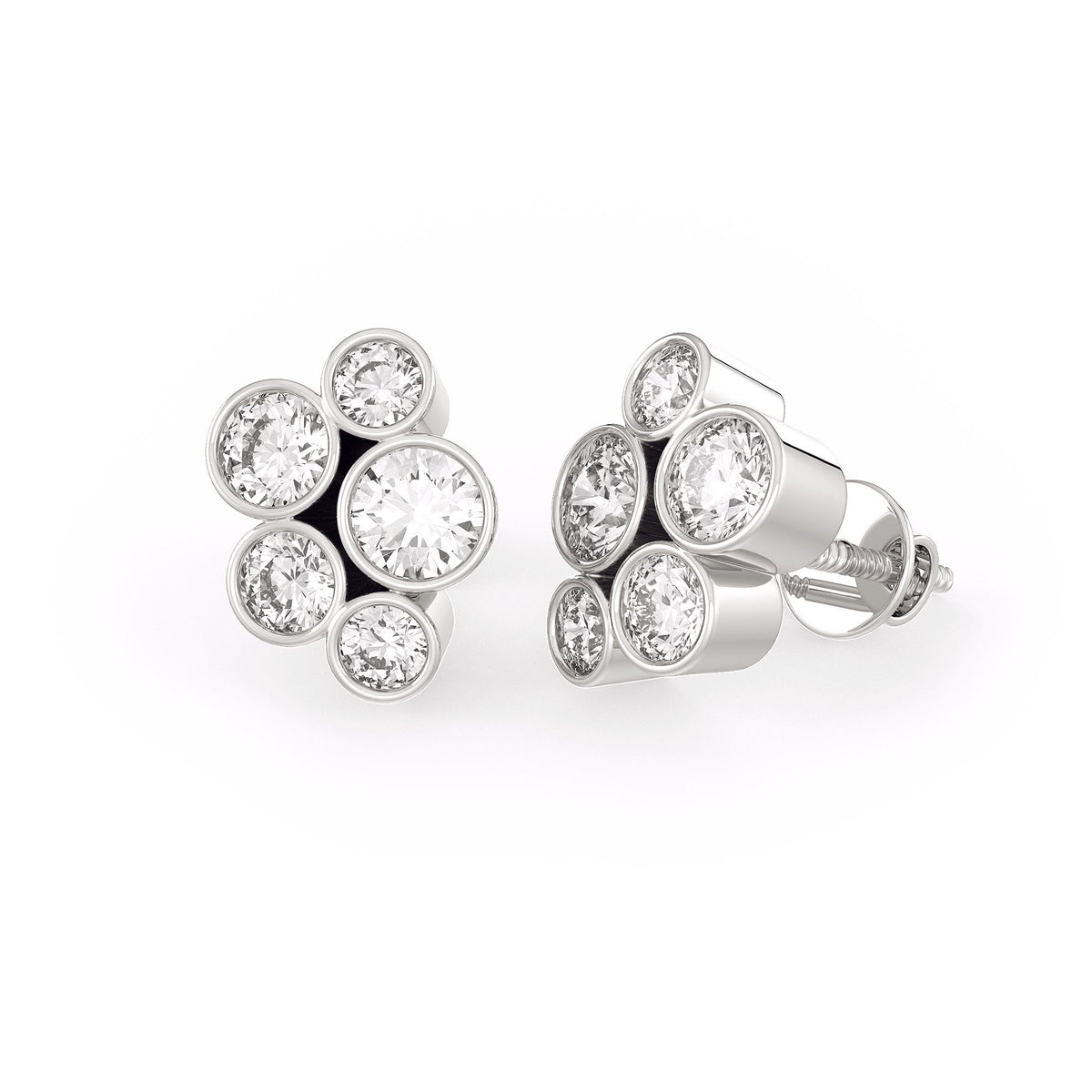 1ct Bubble Diamond Earrings White Gold