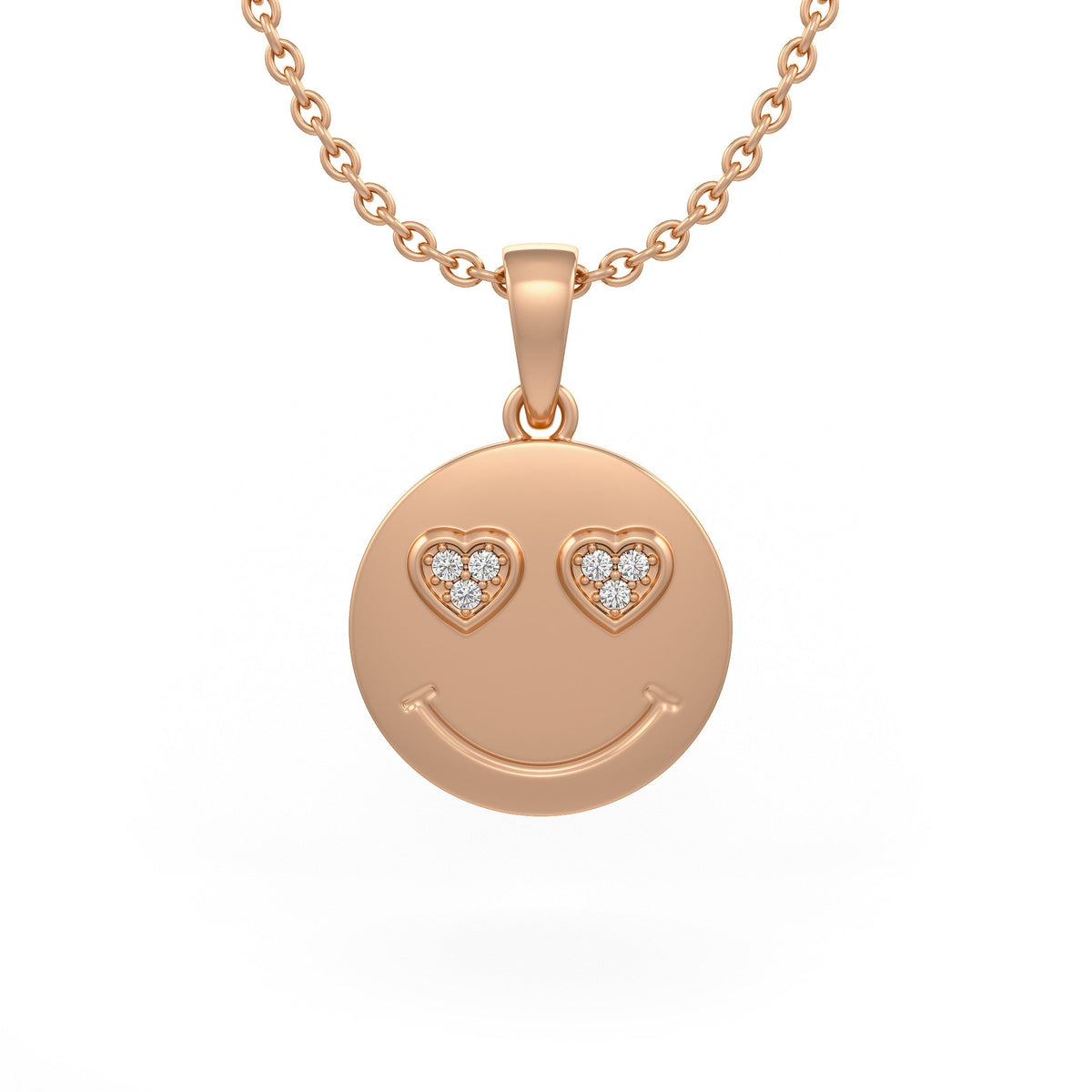 18ct rose gold diamond In Love emoji necklace Cervin Blanc