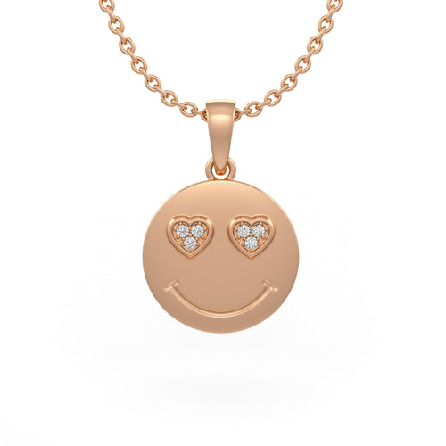18ct rose gold diamond In Love emoji necklace Cervin Blanc