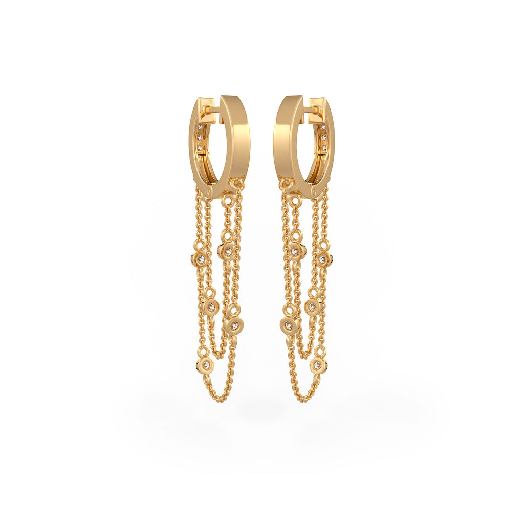 Street style double chain gold hoops