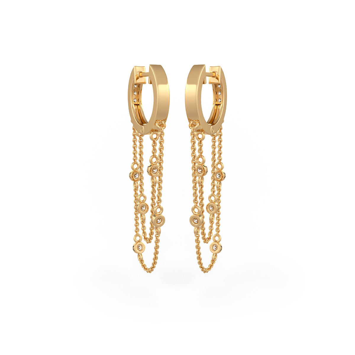 Street style double chain gold hoops