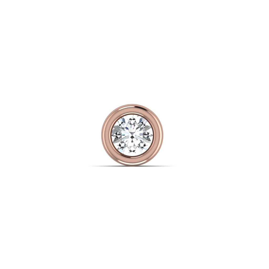 Rose gold stud with a clear gemstone on a white background