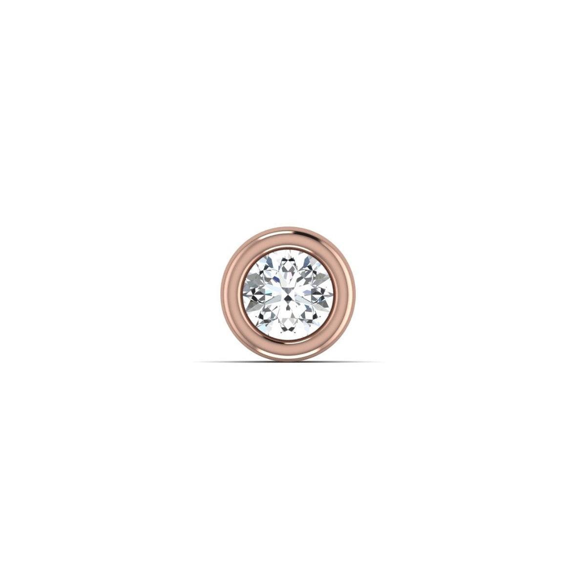 Rose gold stud with a clear gemstone on a white background