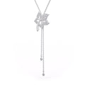 Time capsule diamond flower lariat necklace in 18K white gold