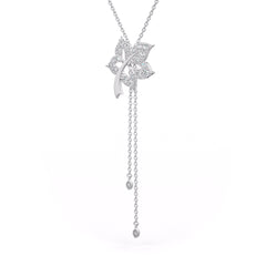 1ct Diamond Necklace in 18ct White Gold Lariat Style Flower Garden Time Capsule