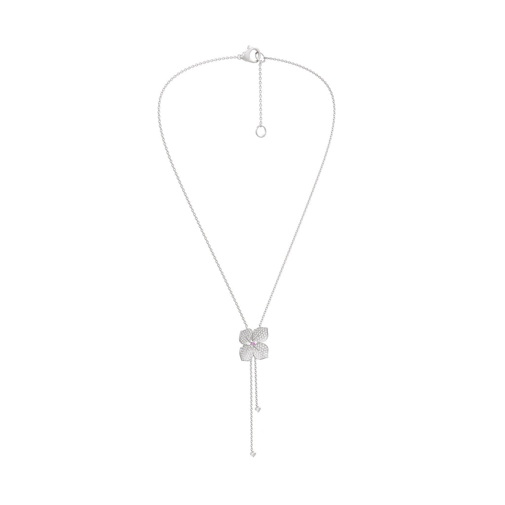 Diamond Necklace Hydrangea Flower 1.80ct 18ct White Gold