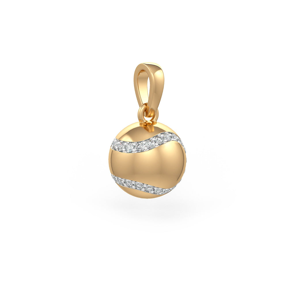 Diamond Tennis Ball Pendant in Yellow Gold 0.25ct (without chain)