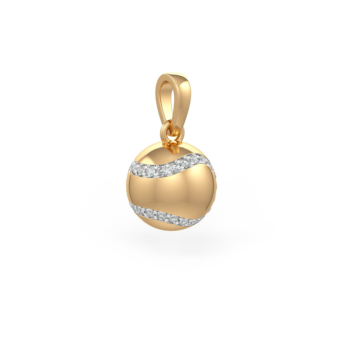 Diamond Tennis Ball Pendant in Yellow Gold 0.25ct (without chain)