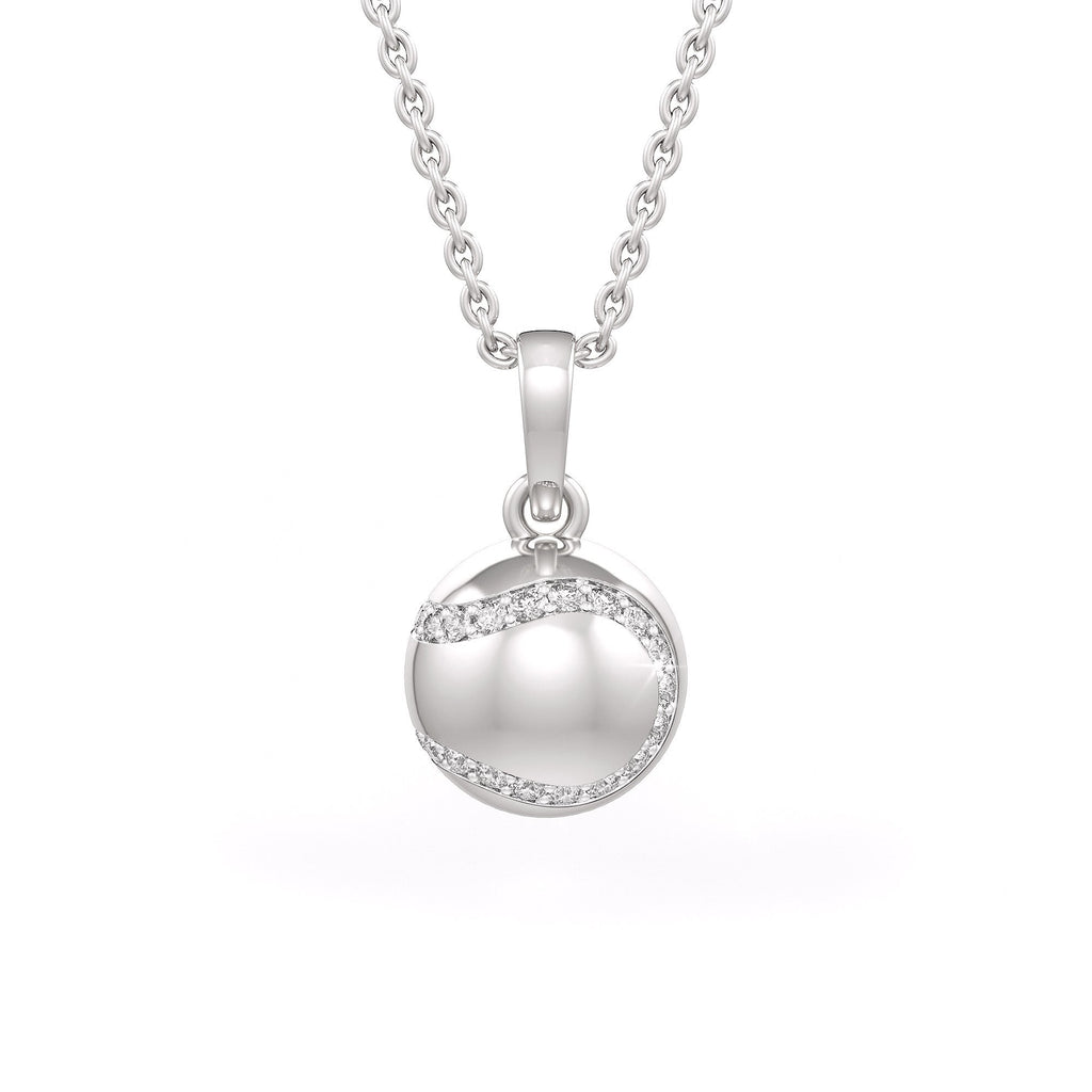 Diamond Tennis Ball Pendant in White Gold 0.25ct (without chain)
