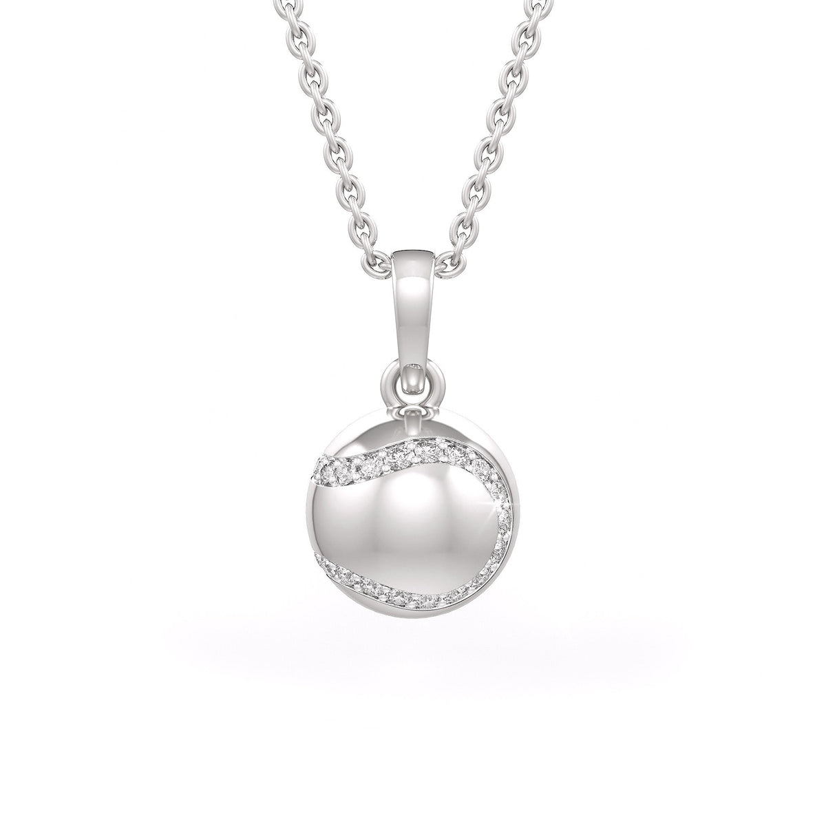 Diamond Tennis Ball Pendant in White Gold 0.25ct (without chain)