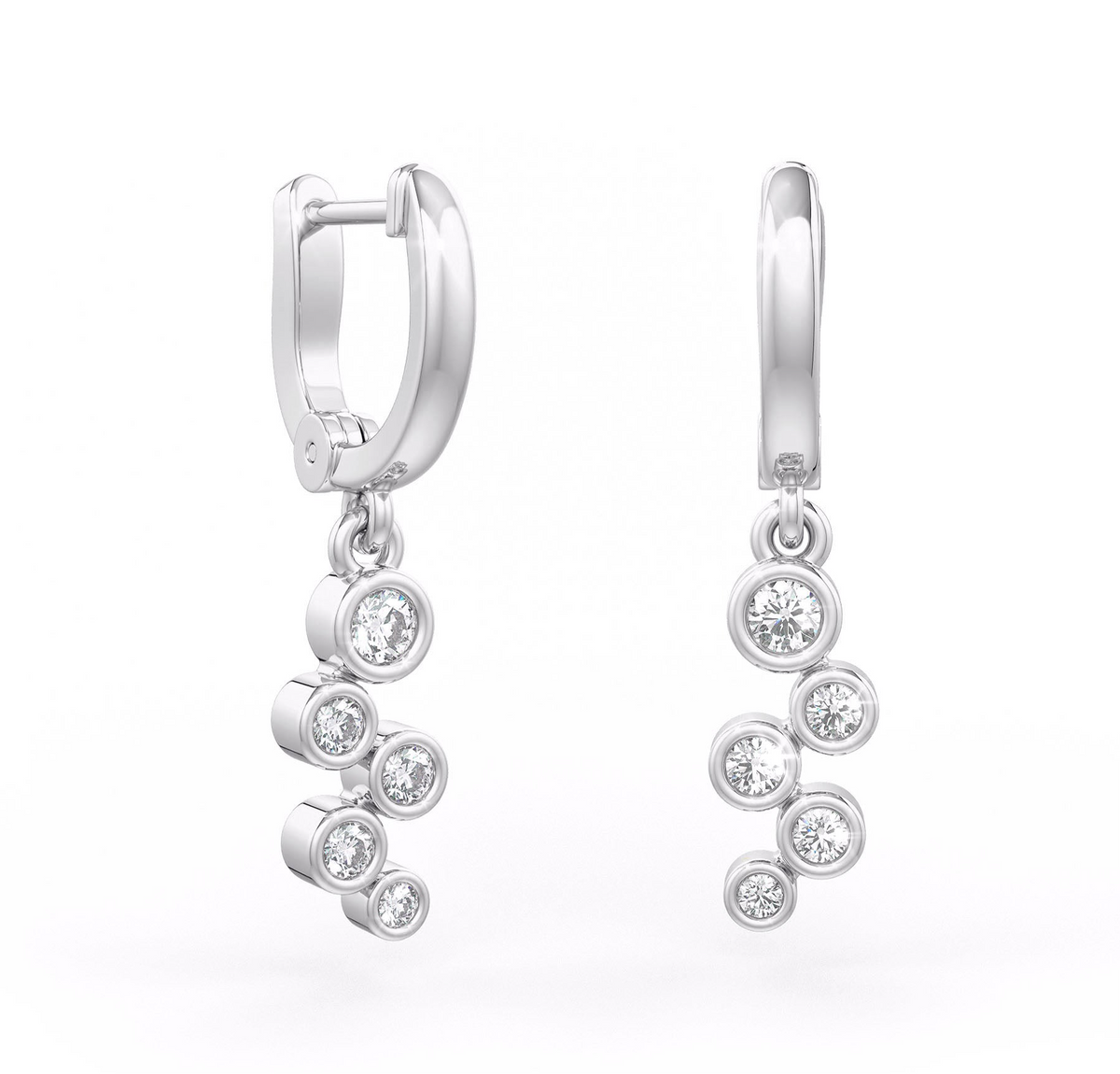 Bubble Diamond Hoop Earrings White Gold