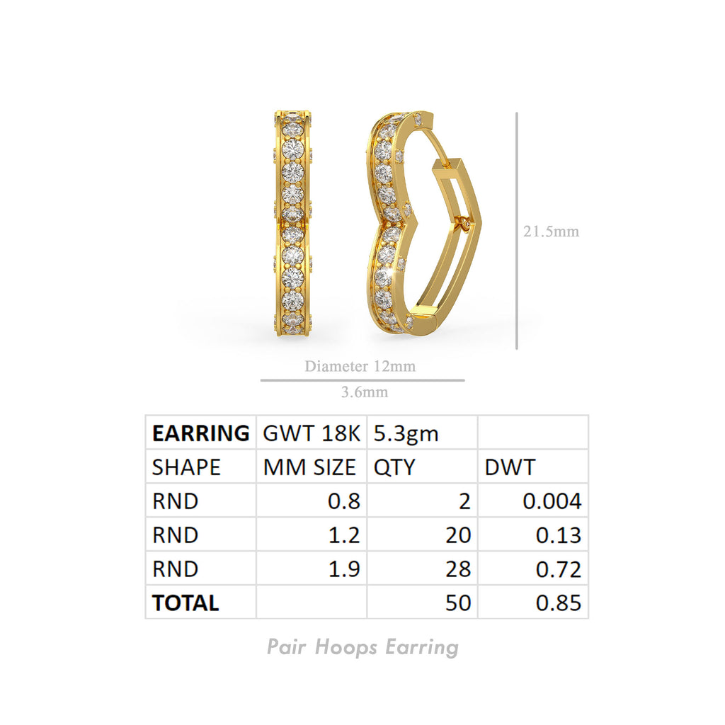 1 Karat Diamant-Herzohrringe aus Gelbgold