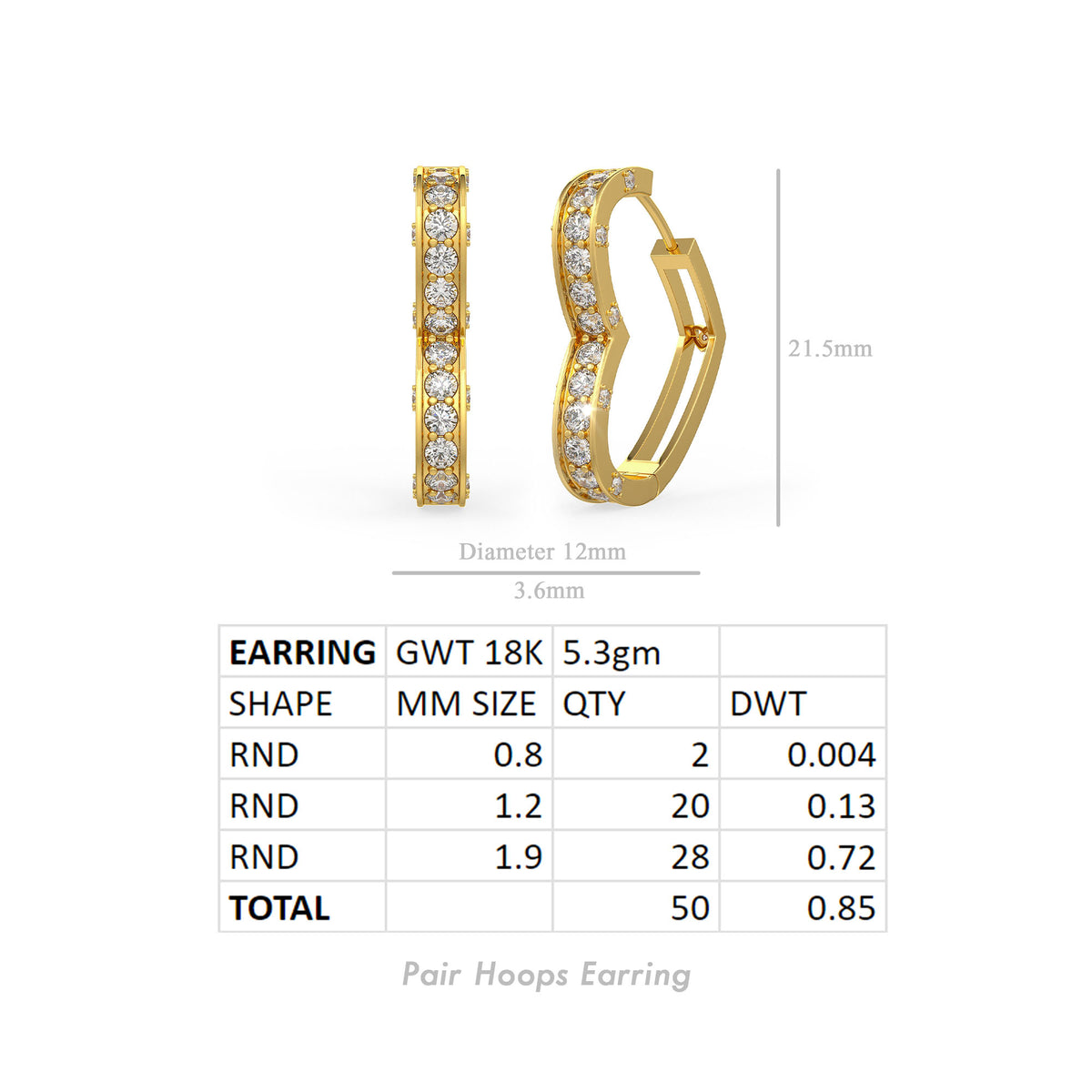 1 Karat Diamant-Herzohrringe aus Gelbgold