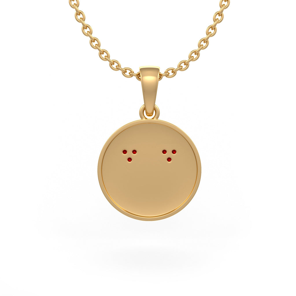 Solid 18ct yellow gold necklace featuring a charming heart eyes pendant