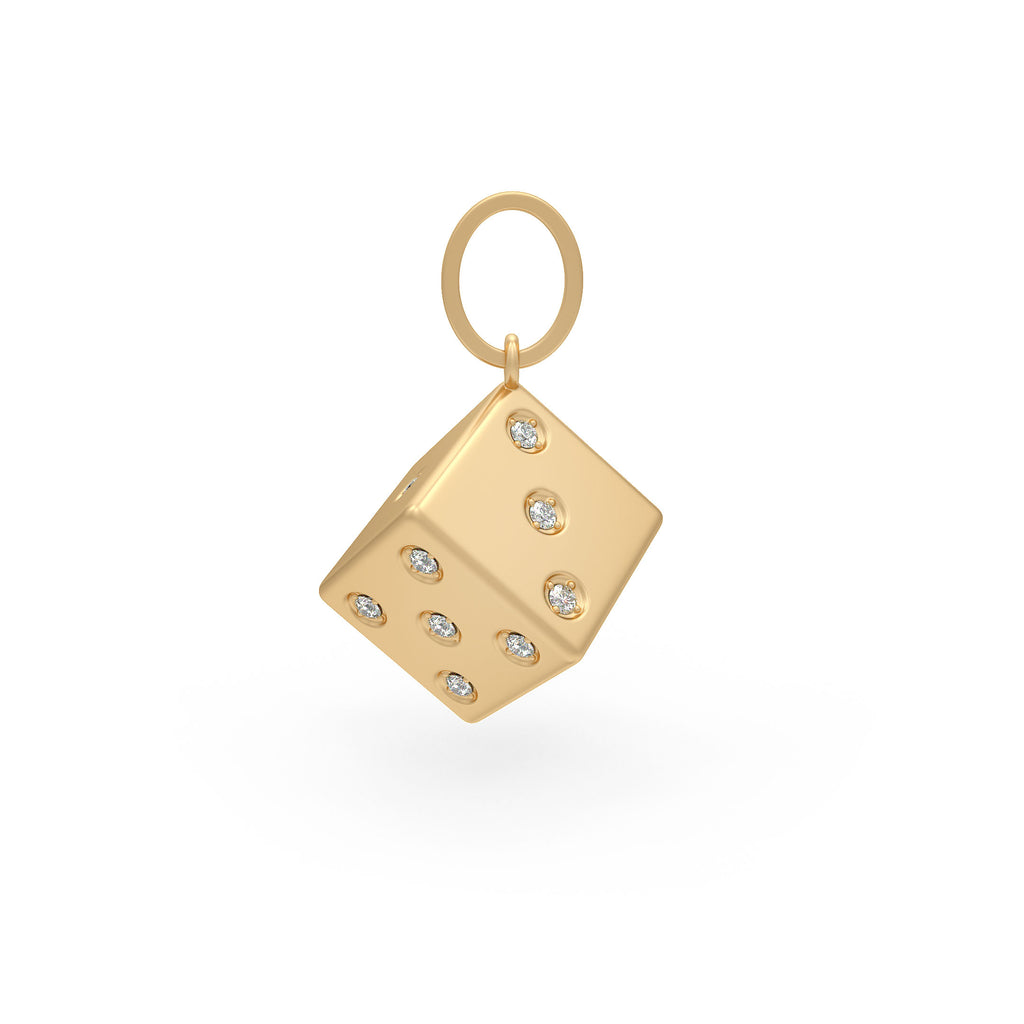 Precious gold pendant with sparkling dice