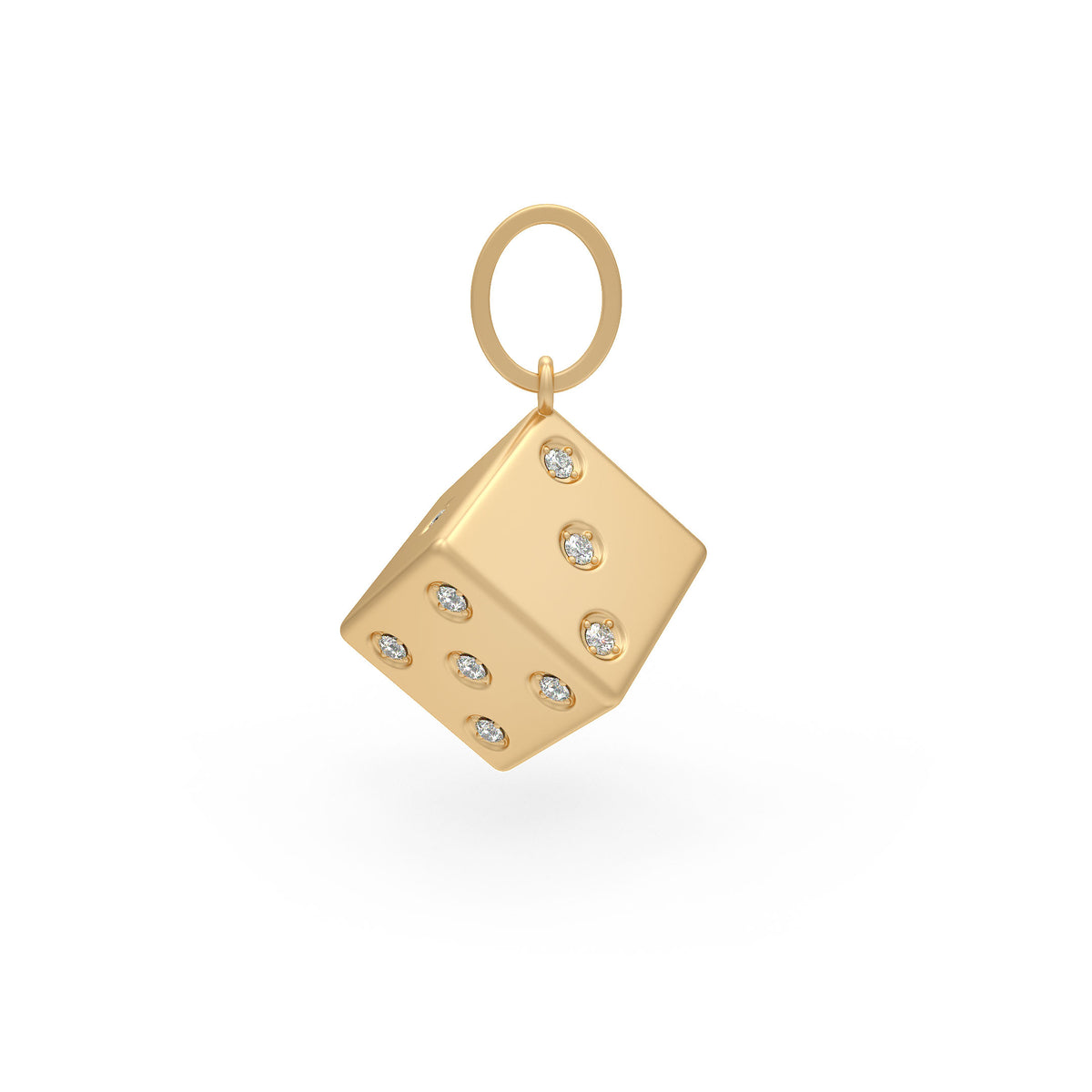 Precious gold pendant with sparkling dice