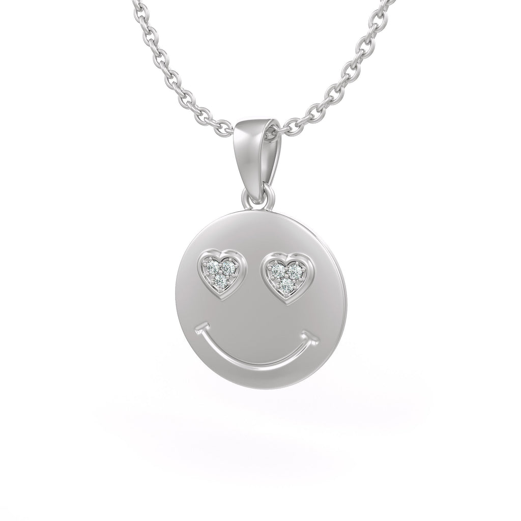 0.07ct diamond emoji pendant in white gold