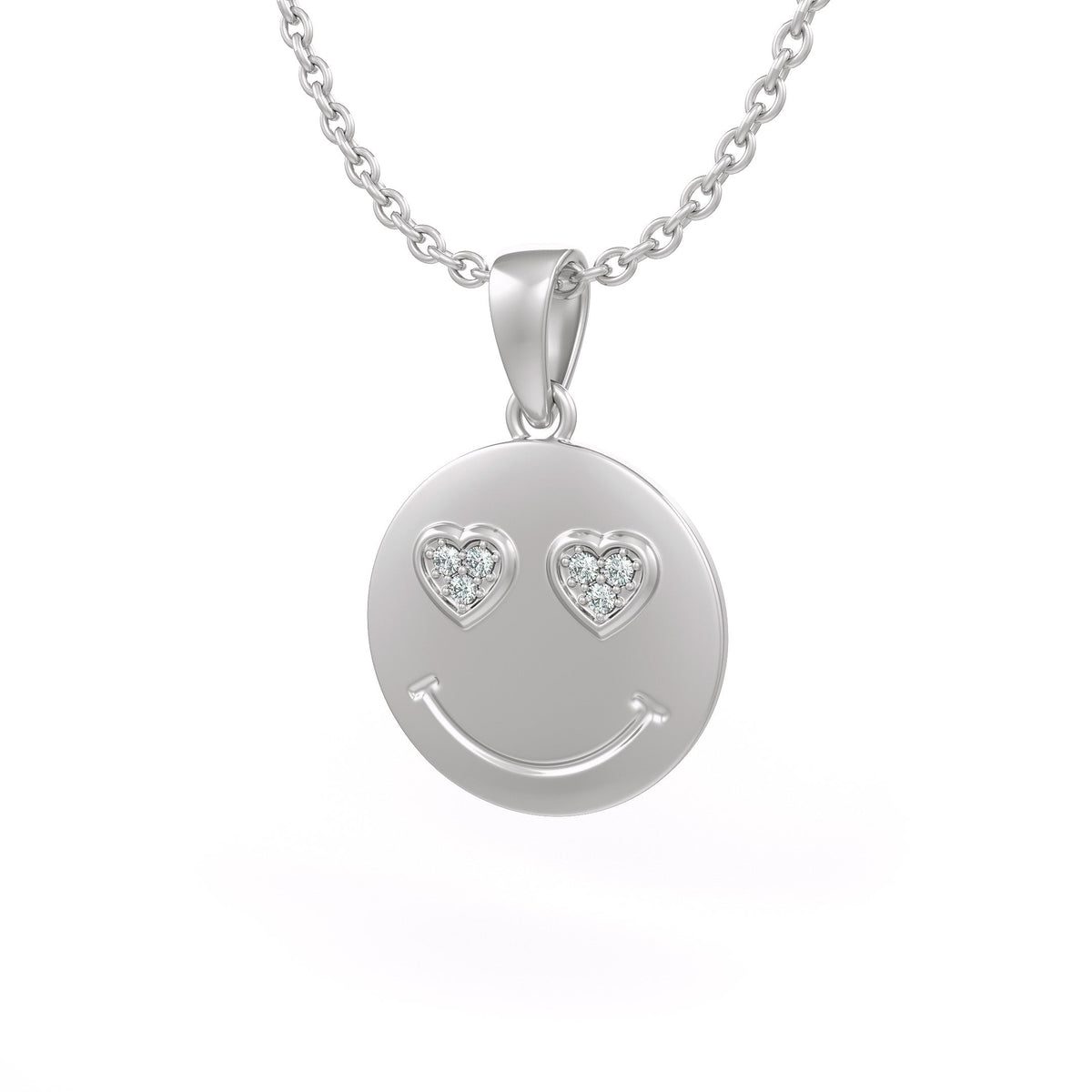 0.07ct diamond emoji pendant in white gold
