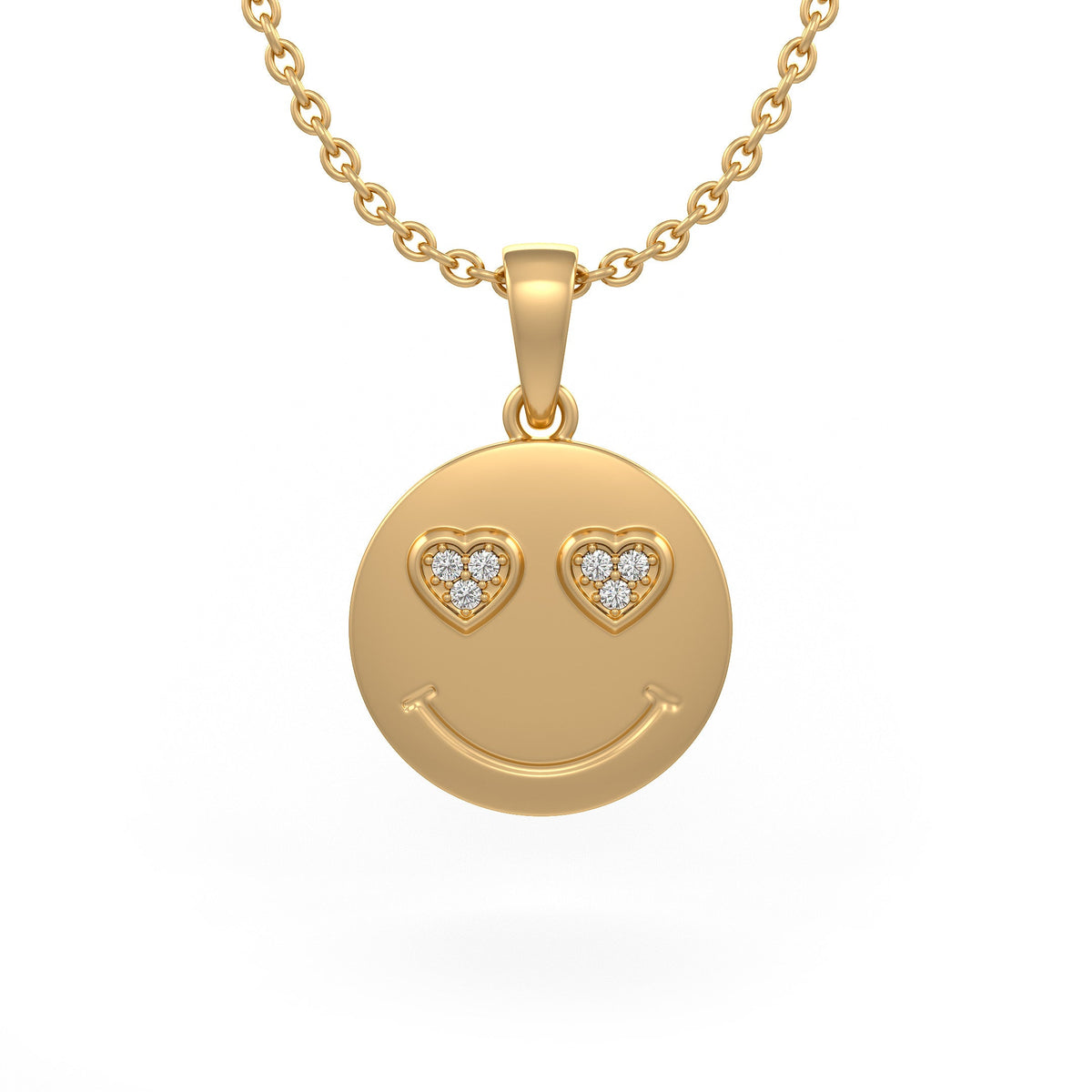 18ct Yellow Gold Diamond Necklace “In Love” Emoji Face
