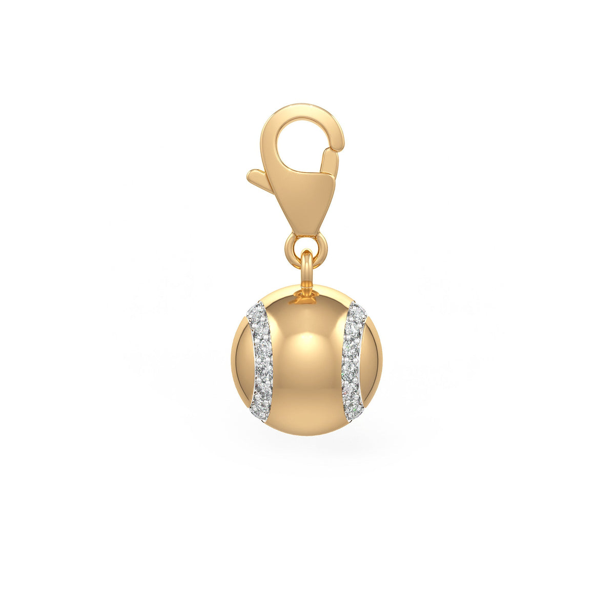 Diamond Tennis Ball Charm 0.25ct in Yellow Gold