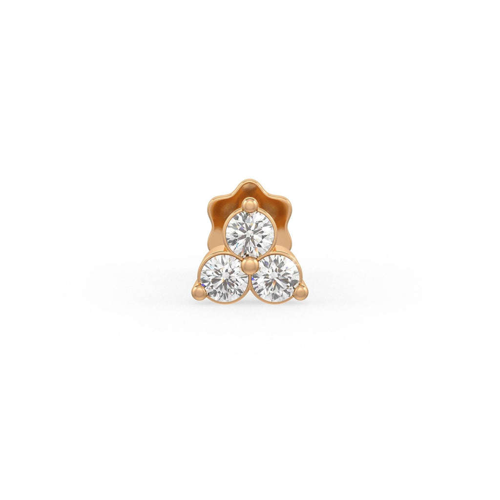Trilogy Nasenstecker mit drei Diamanten | 18 Karat Roségold