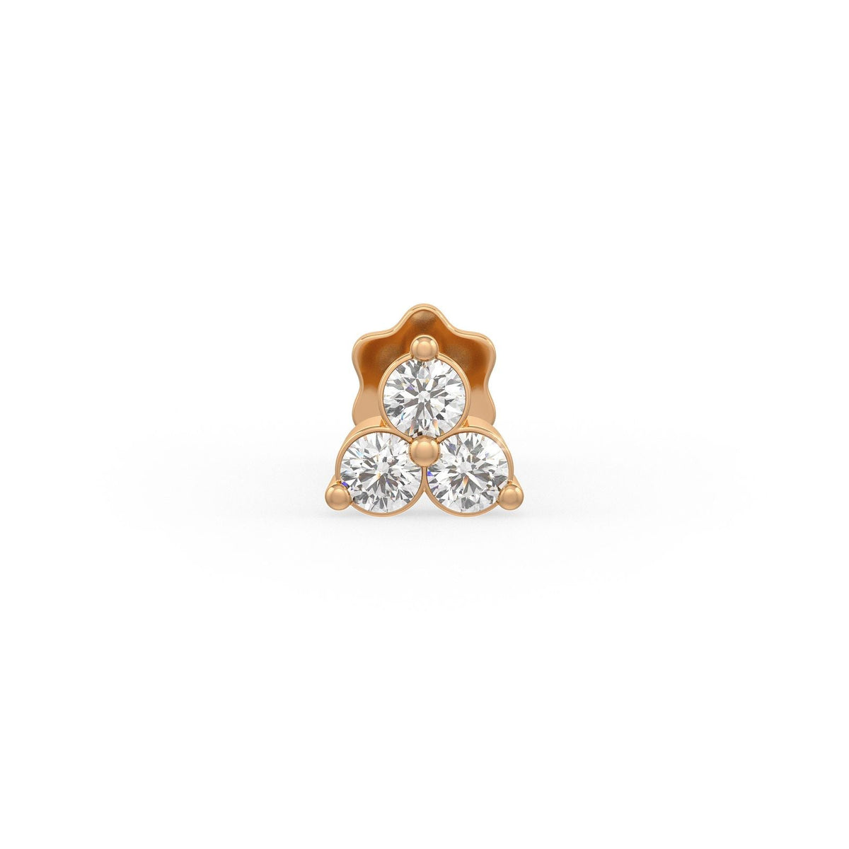 Trilogy Nasenstecker mit drei Diamanten | 18 Karat Roségold