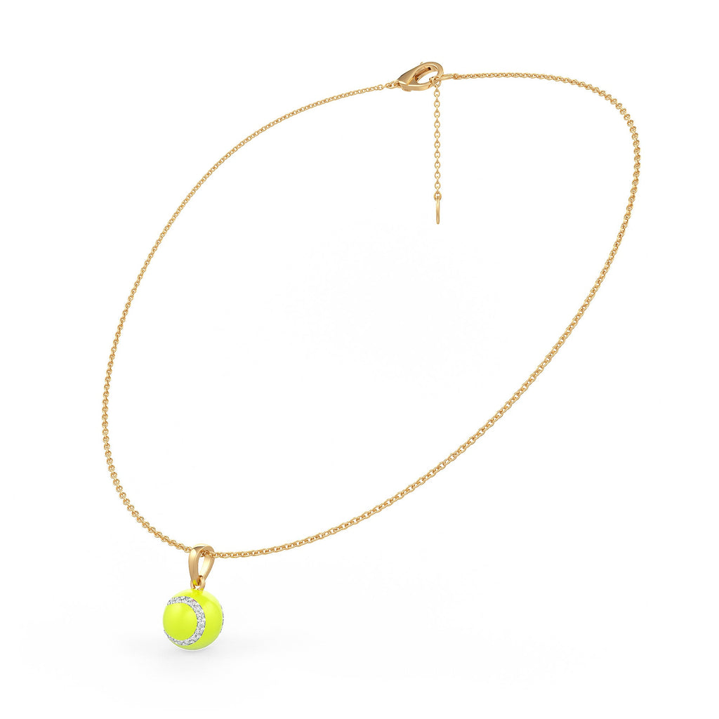 Diamond Tennis Ball Pendant in Yellow Gold 0.25ct (without chain) with Enamel
