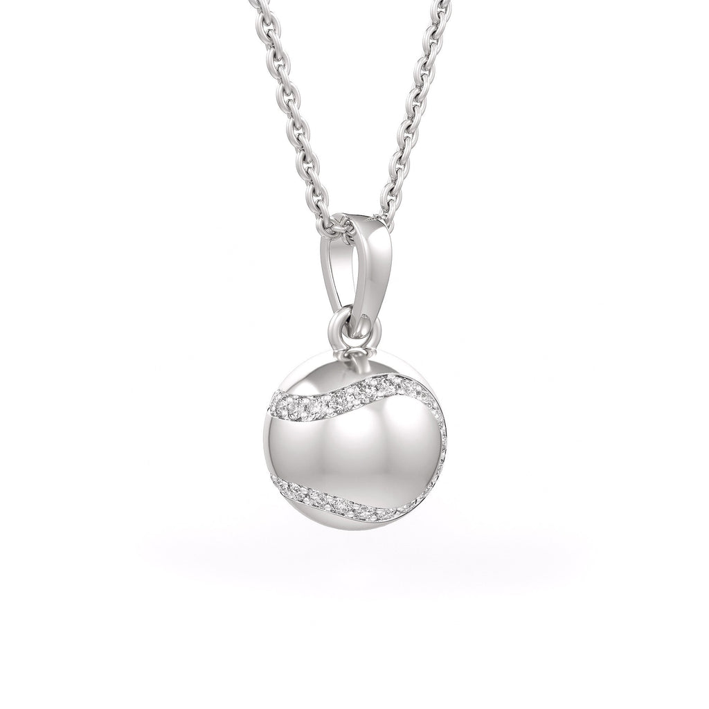 Diamond Tennis Ball Pendant in White Gold 0.25ct (without chain)