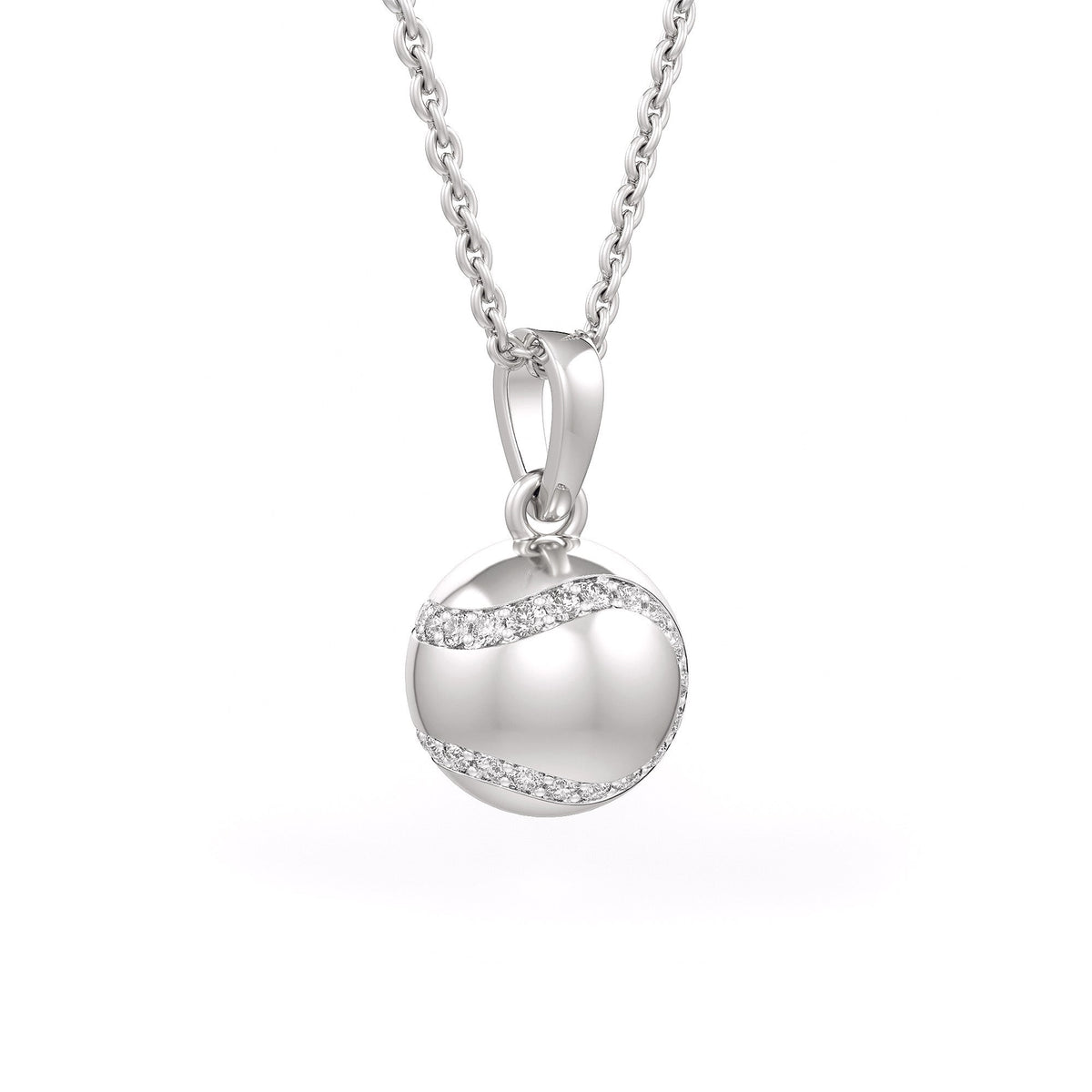 Diamond Tennis Ball Pendant in White Gold 0.25ct (without chain)