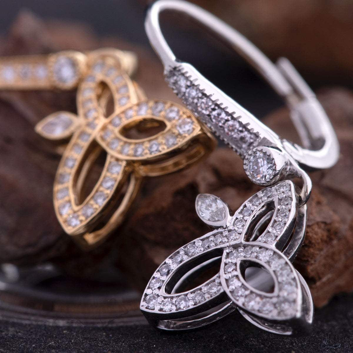 Refined 18ct white gold floral diamond earrings