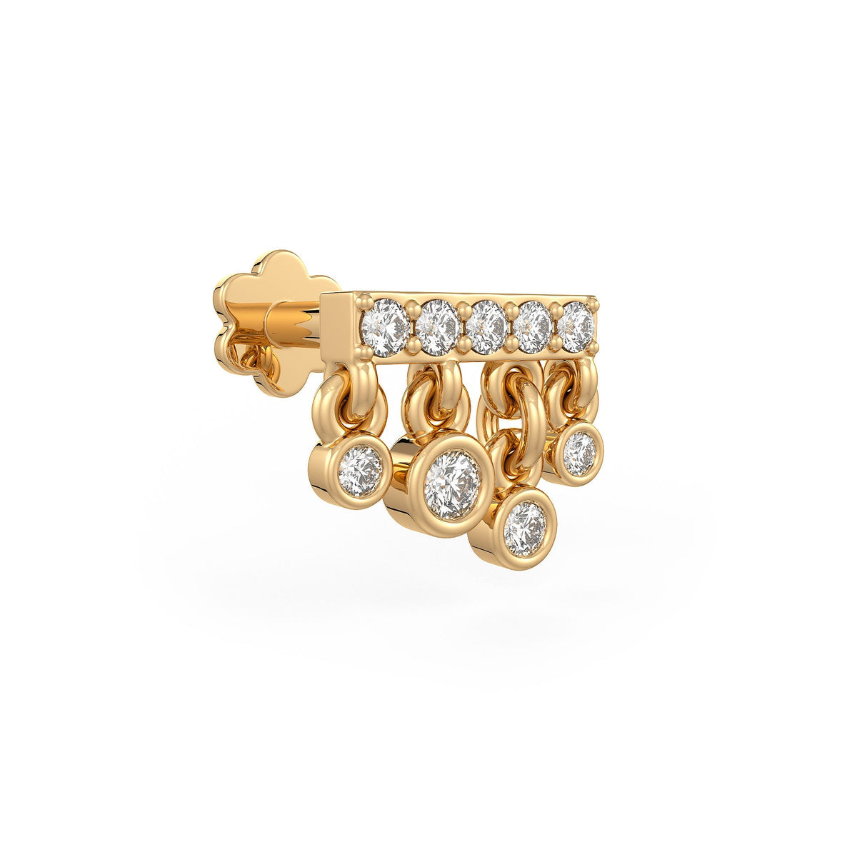 18ct yellow gold nose stud with 0.10ct diamonds
