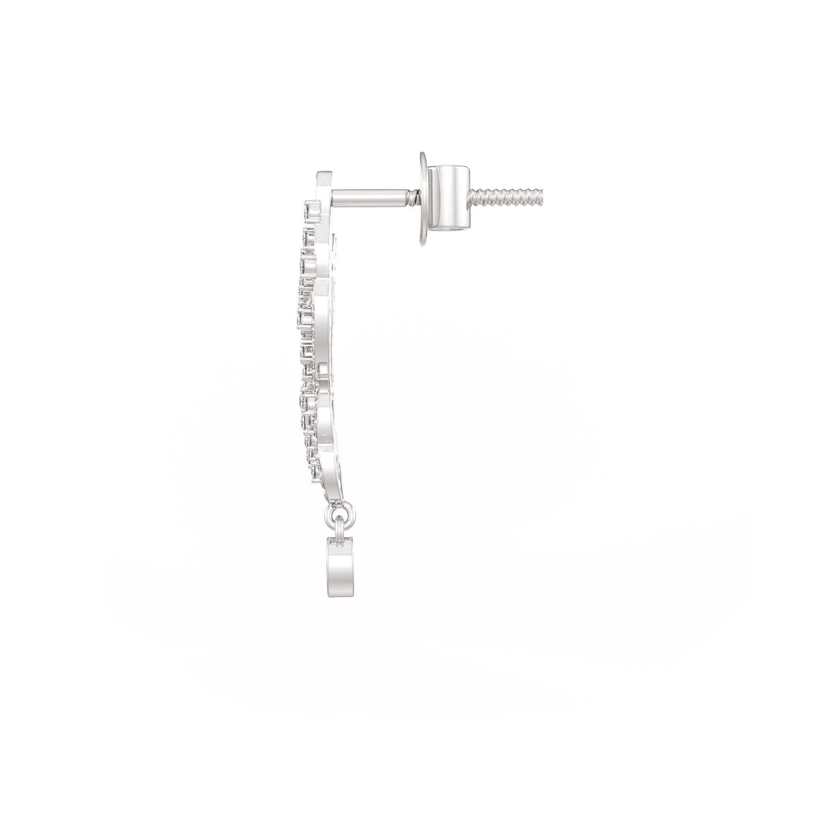 Premium butterfly drop earring in  white gold